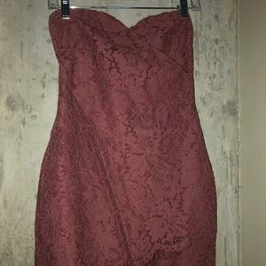Tobi mauve lace strapless formal dress